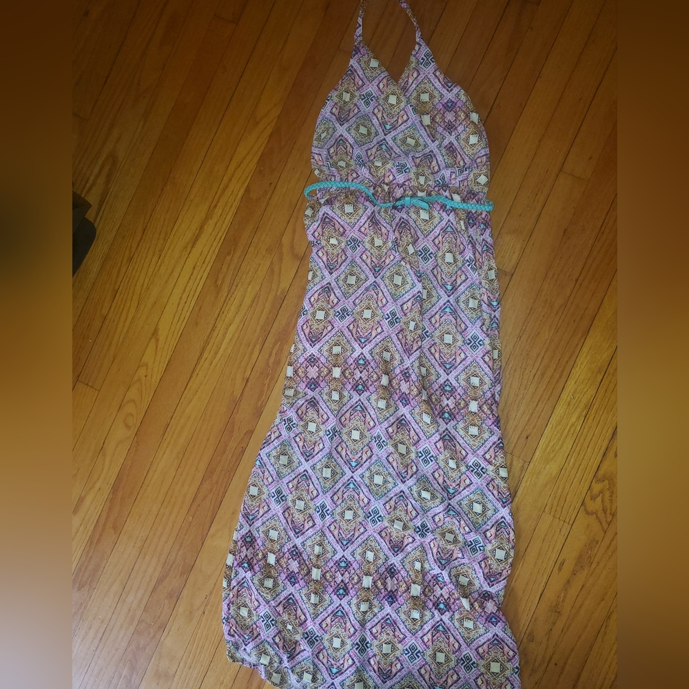 Belted halter maxi